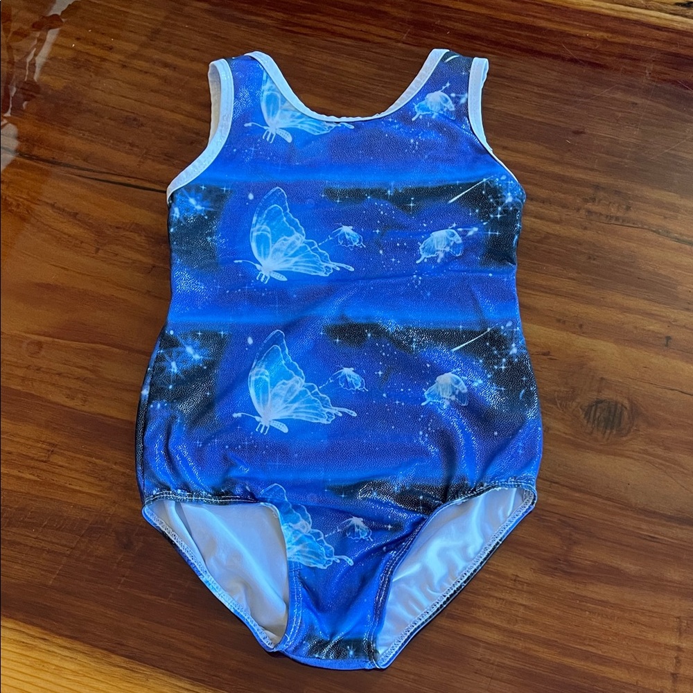 Blue Butterfly Print leotard